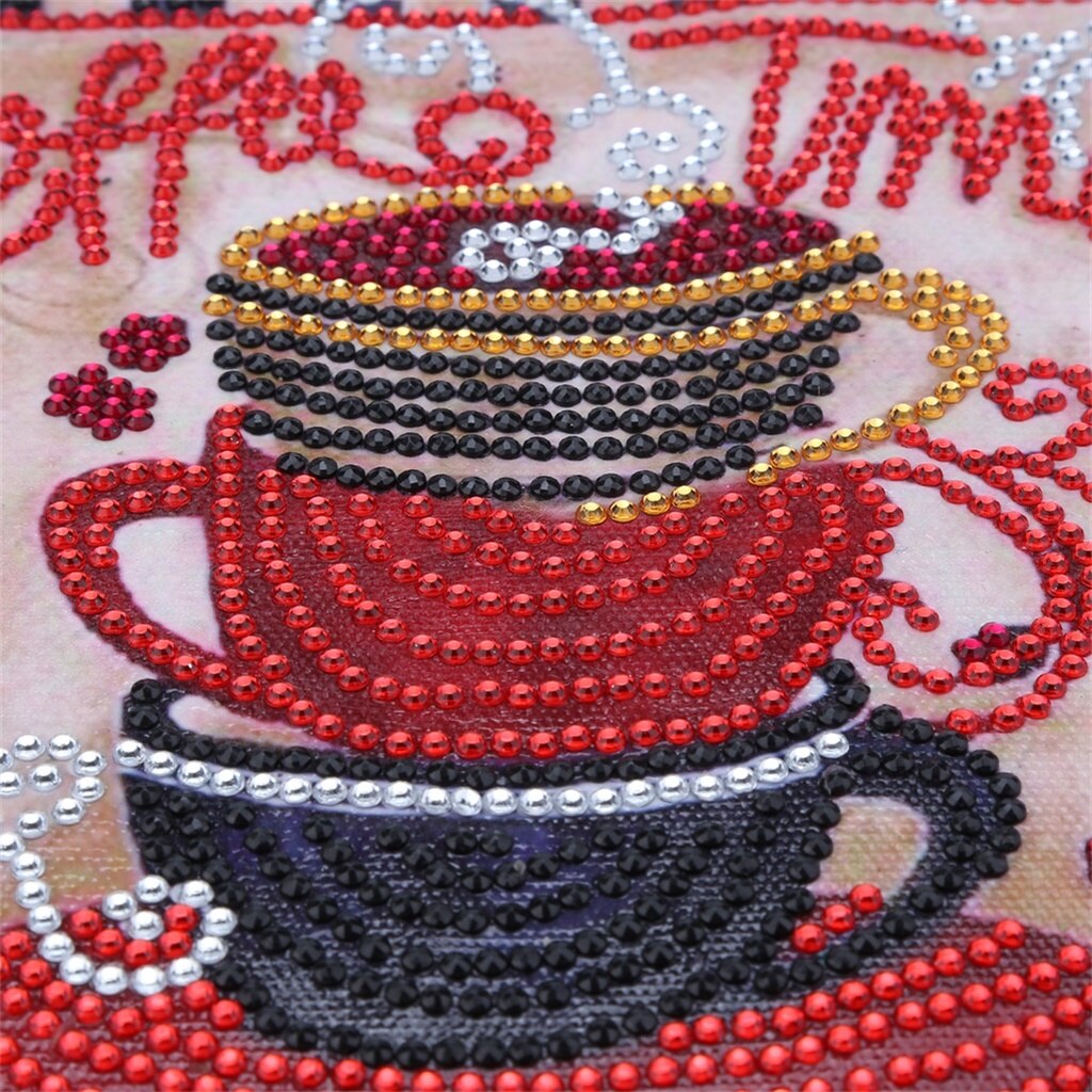 Pintura de diamantes de imitación 5D, bordado en forma de diamante especial, taza de café, punto de cruz, dibujos animados, artesanía, decoración de cafetería