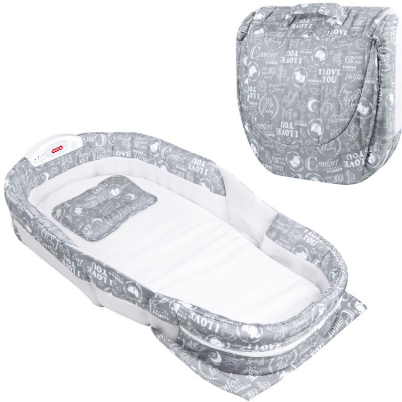 Nueva cama de bebé portátil plegable de seguridad multifunción con música luz de noche suave cómodo colchón para bebé niño niñas