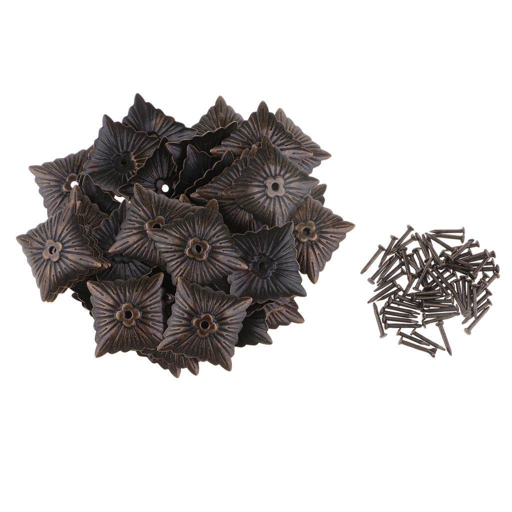Clous carrés en forme de fleur pour rembourrage de meubles, 50 pièces, décoration de porte murale de maison