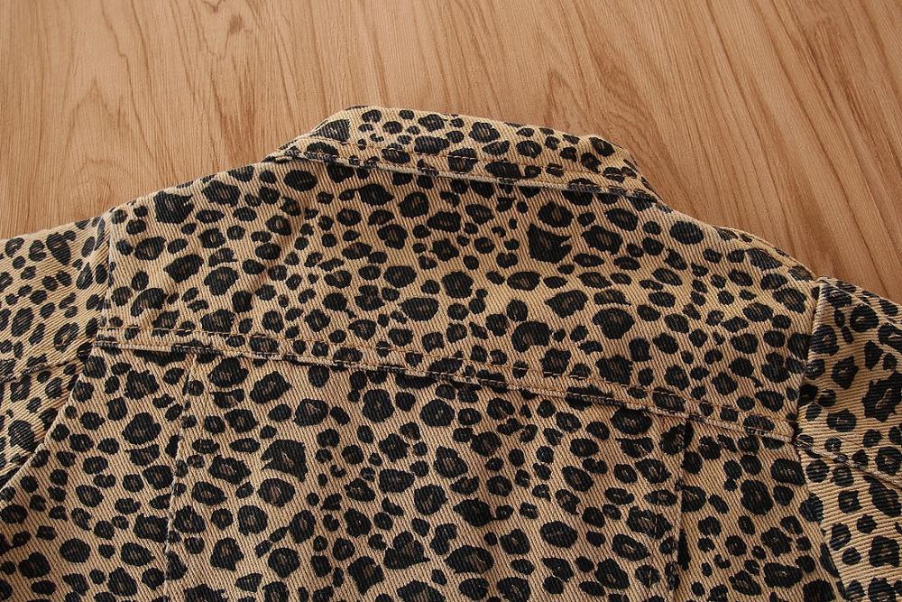 Spring Autumn Infant Kids Baby Girls Denim Jacket Outfits Leopard Print Long Sleeve Coat Outfits 2-7Y Jean Jackets