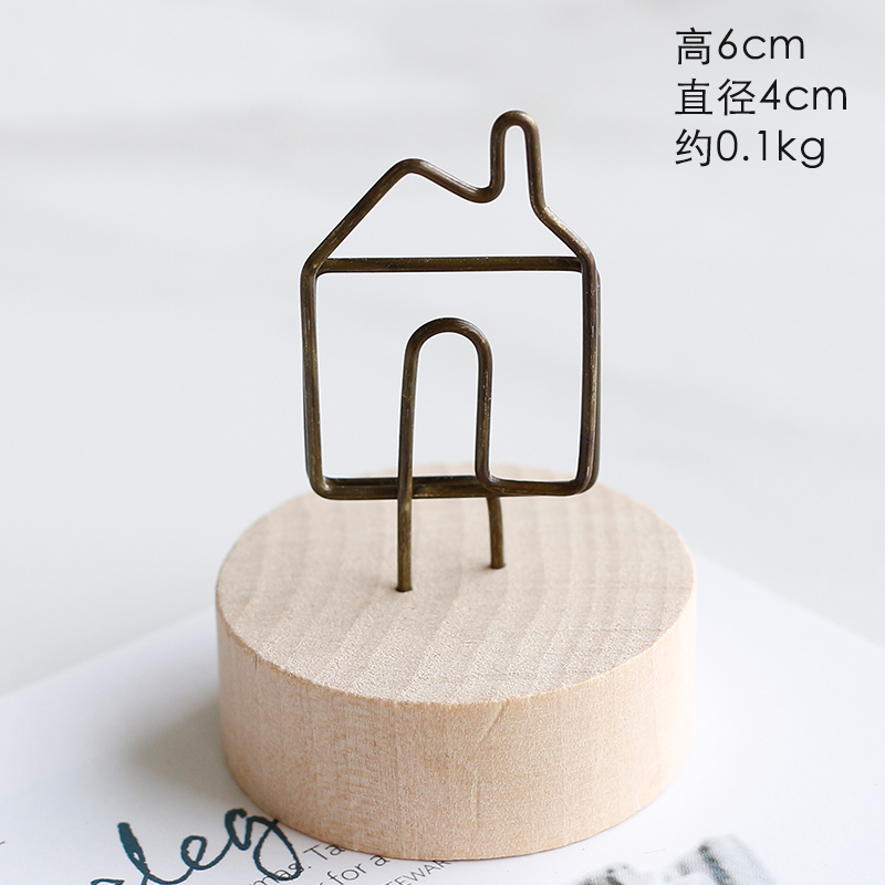 Nordic simple modern wooden note holder home decorations Figurines message photo card holder WJ021935