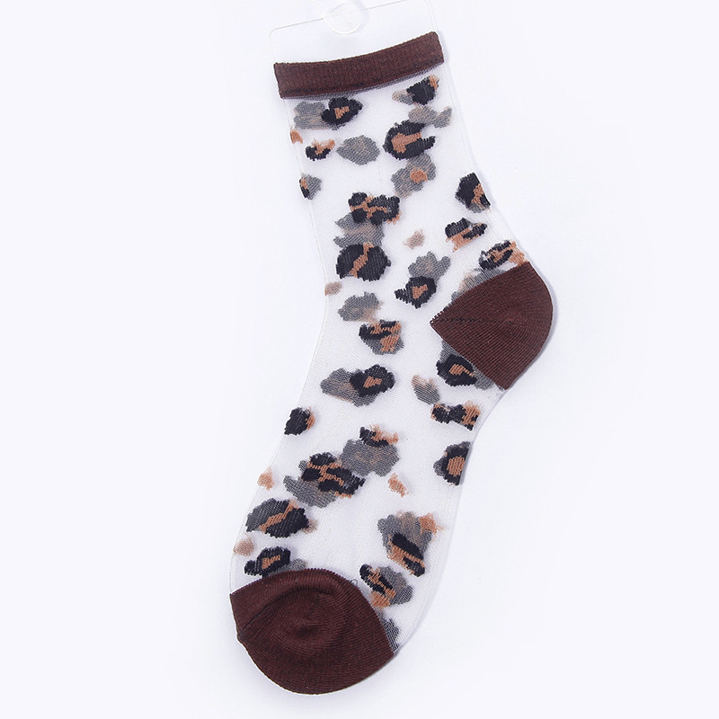Calcetines sexys de malla de encaje para mujer, medias de rejilla de fibra mixta transparente, elástico, tobillo, hilo de red fino de leopardo, 1 par = 2 uds.
