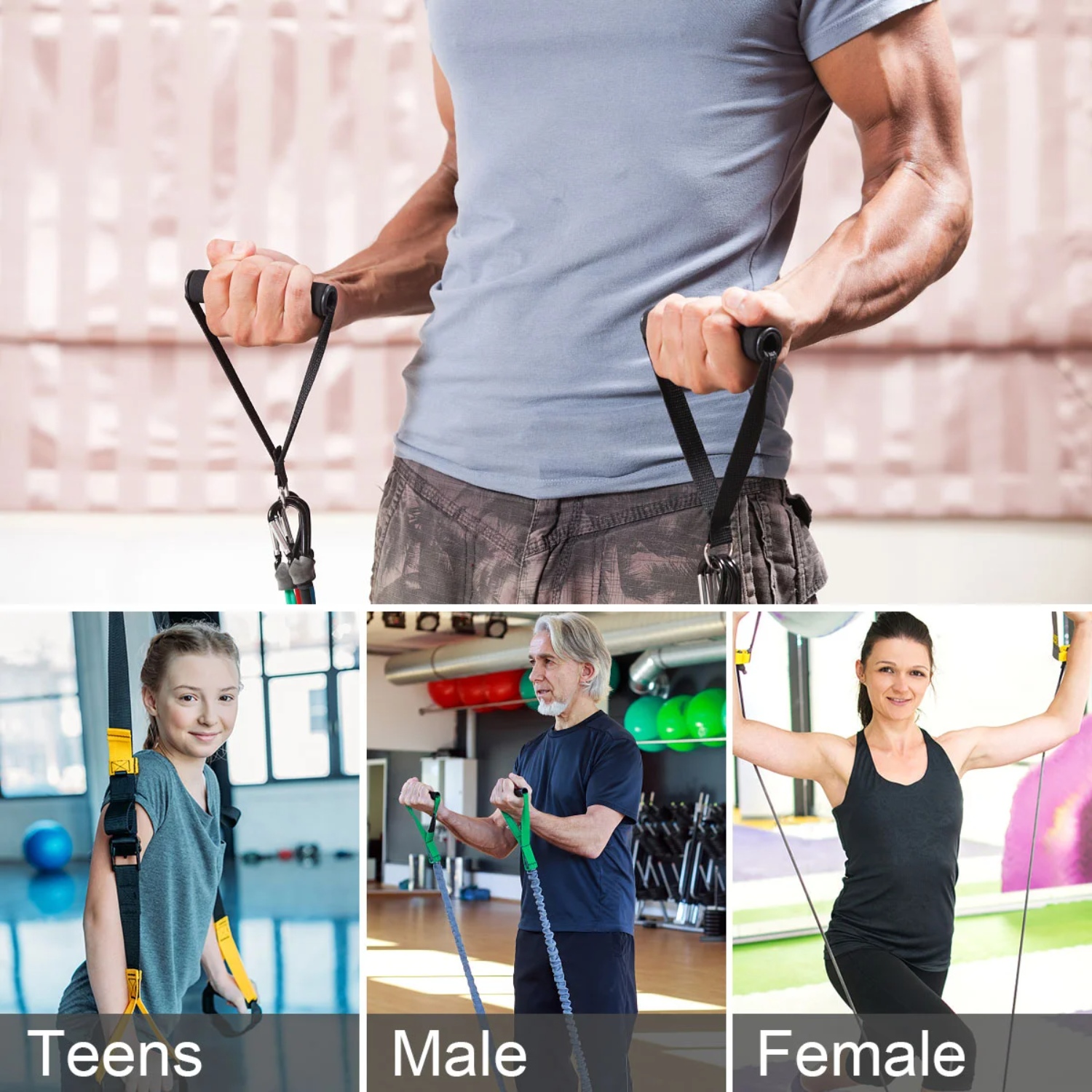 Alças de aperto único puxar força treinamento resistência banda tubo exercício fitness