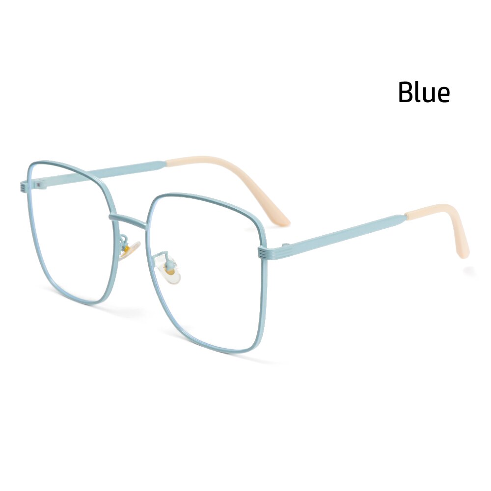 Nærsynethed optiske briller brillestel kvinder trend metal briller klare linser mænd briller stel 1pc: Type 3 blå