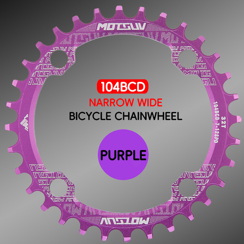 Motsuv Fiets 104BCD Crank Smalle Brede Kettingblad Aluminium Mtb Ronde 32T 34T 36T 38T Fietsen Tand Kettingwiel Onderdelen: Paars / 38T