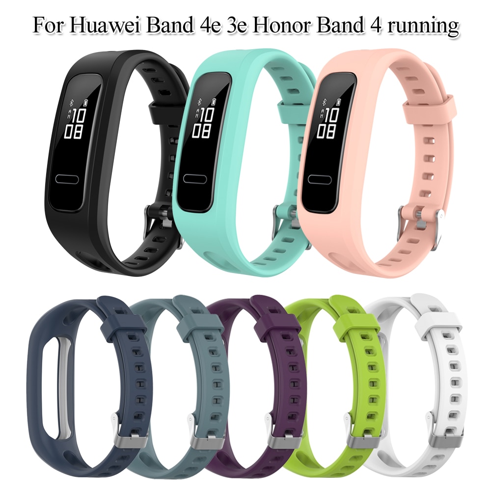 1 correa de silicona para muñeca deportiva ajustable, correa de repuesto suave para reloj, correa para pulsera para Huawei Band 4e 3e Honor Band 4 Running