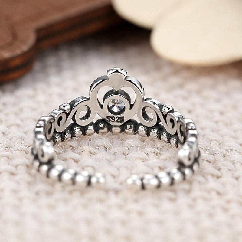 Brace Code Noble Silver Kleur Mijn Prinses Koningin Crown Engagement Pandoro Ring Met Clear Cz Vrouwen Sieraden
