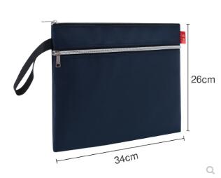 Waterproof canvas thickened large capacity A4 double-layer file storage zipper bag