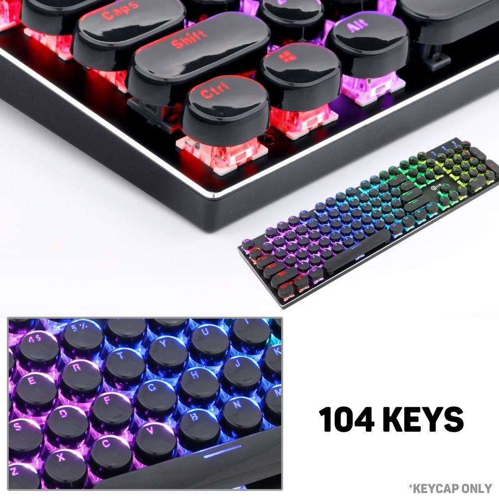 104Pcs/Set Translucent Key Cap Cover Mechanical Keyboard Keycaps Replacement Keycaps Round/Square Mice Keyboards