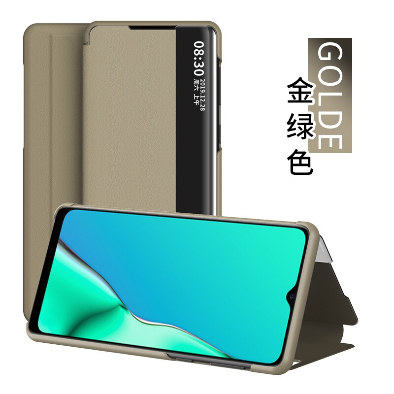 View Smart Flip Case For Oppo A5 OppoA5 A 5 A52020 fundas Luxury original Magnetic Holder Leather Etui on 360 Phone Cover: Gold