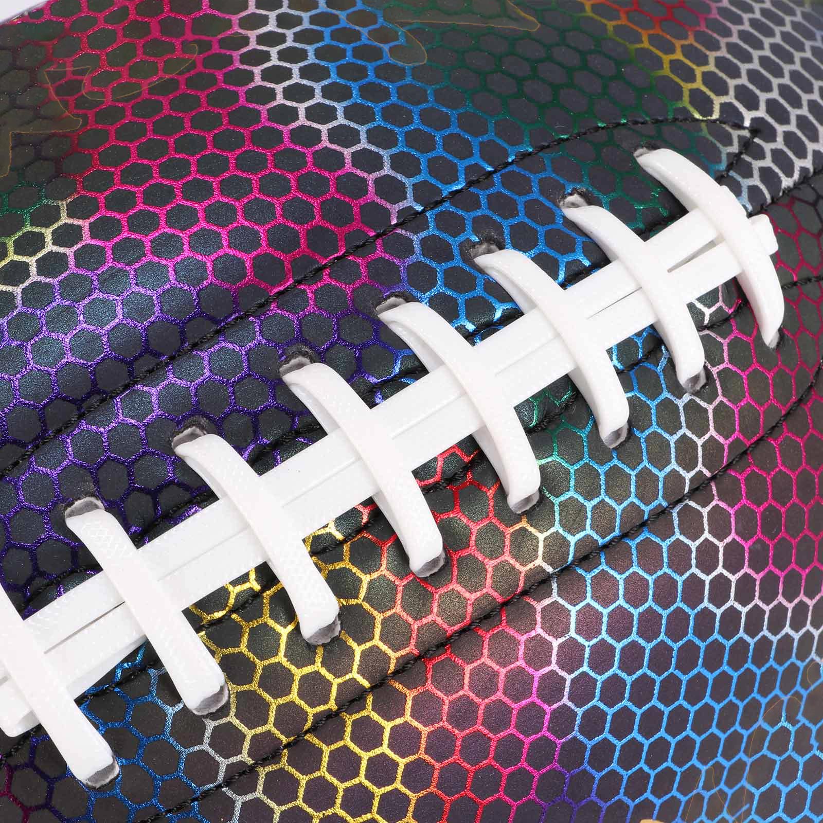 Holografische Reflecterende Glow Lederen Voetbal Officiële Maat 9 Licht Up Voetbal Bal Voor Kinderen Volwassen Traning & Outdoor Game