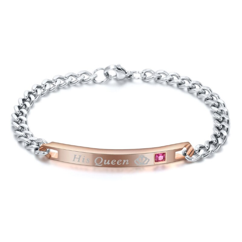 Modyle sa reine son roi noir couleur or Rose femmes hommes chaîne cristal Couple Bracelet pour hommes directe: 83028