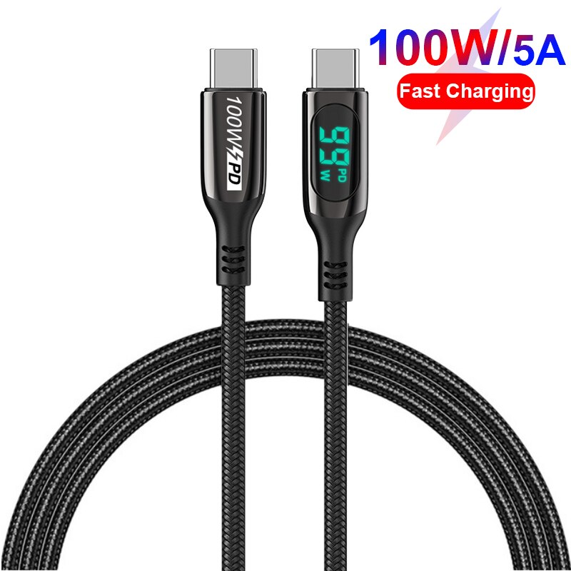 Utbvo 100W 2 Poort Snelle Auto-oplader Met PD100W Power Levering &amp; 22.5W Quick Charge 3.0 Lading telefoon, tabletten, Schakelaar, Laptop: Only Cable