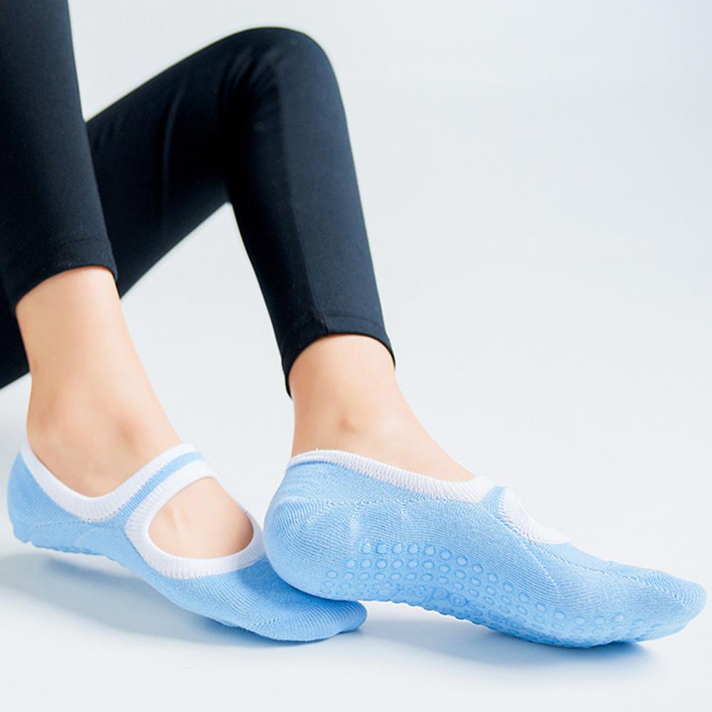 1 Paar Yoga Sokken Anti-Wrijving Ademend Katoen Antislip Grips Ballet Sokken Voor Vrouwen