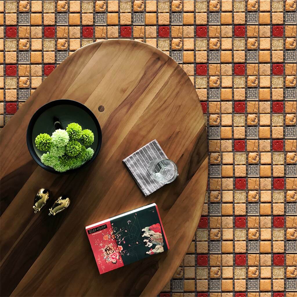 10 stücke 3d Mosaik Wasserdicht Schlecht Küche Zauberstab Aufkleber Pvc Tapete Diy Selbst Klebe Zauberstab Dekor Fliesen Aufkleber 10*10cm # y30