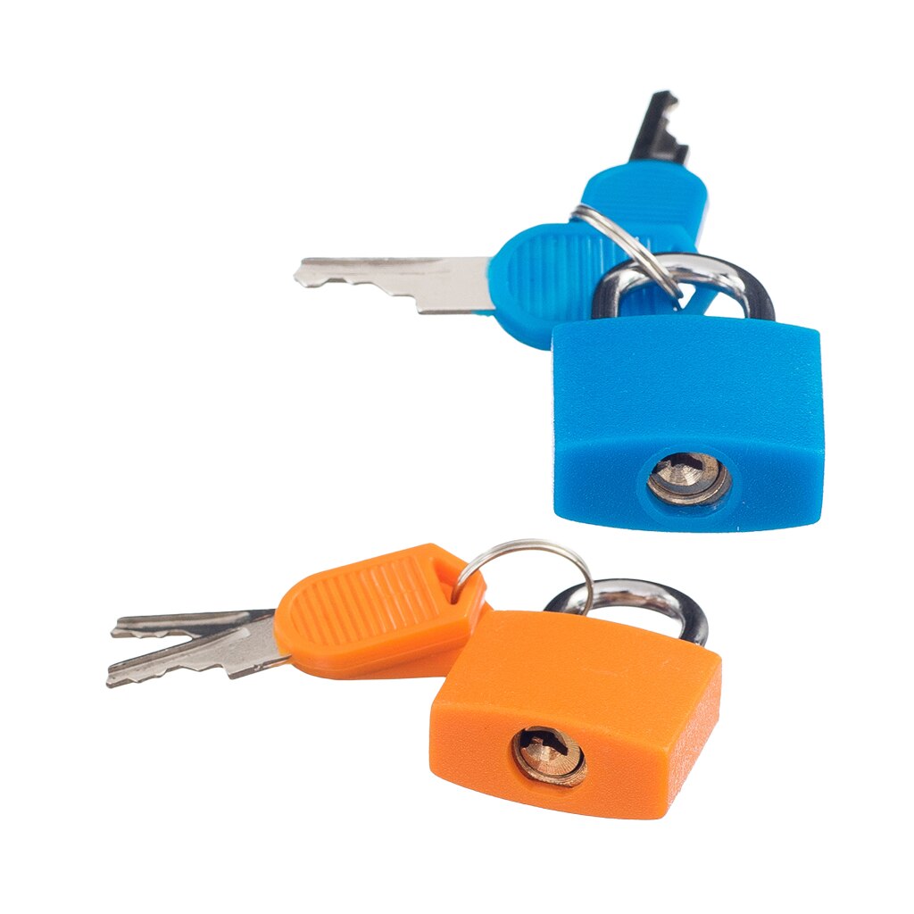 2 Kleine Hangslot Set Met Sleutels (2 Pairs) bagage Koffer Reistas Mini Lock Accessoire Kit Massief Messing Blauw &amp; Oranje