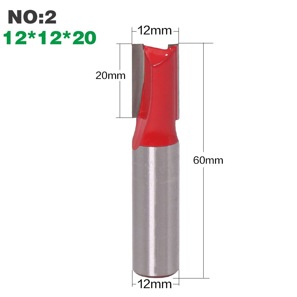 1pc 12mm Shank Double Flute Straight Bit Milling Cutter for Wood Tungsten Carbide Router Bit Woodwork Tool: NO 2