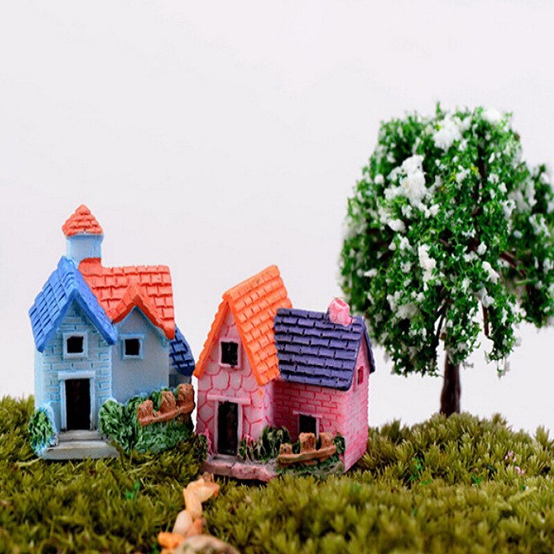 Mini House villa Woodland Fairy Figurines Castle DIY Fairy Garden Miniatures Castles Terrarium Figurines 1PCS