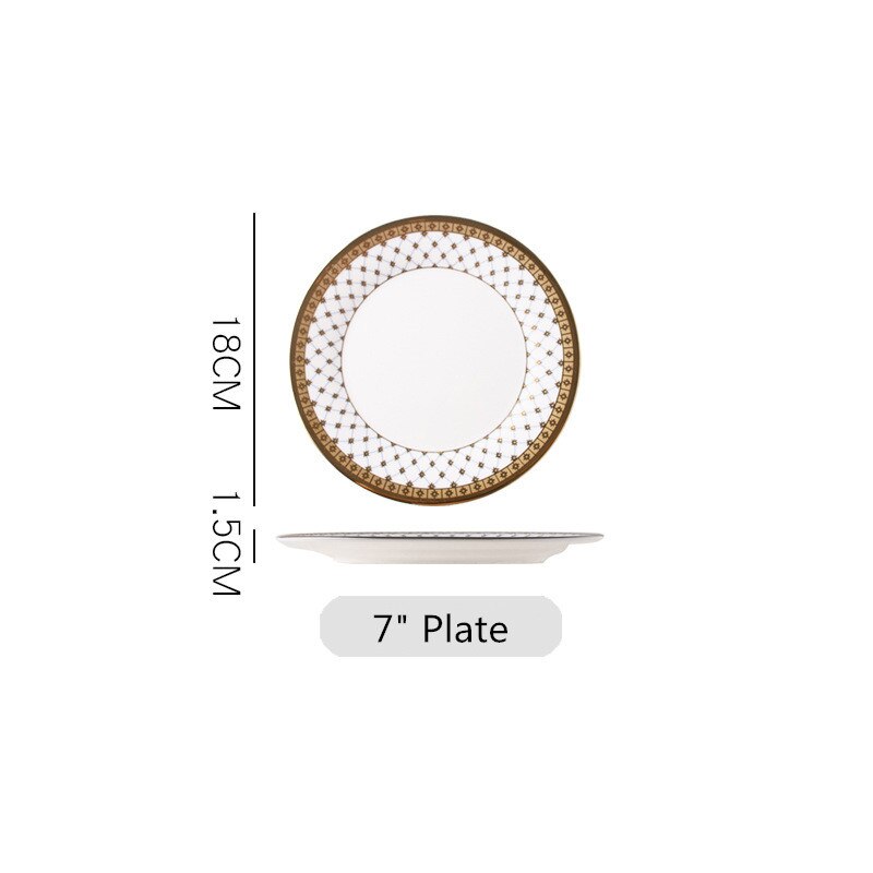 Porcelain Dinnerware Set Ceramic Dinner Plate Ceramic Plate Western Steak Plate Dishes scratch-resistant pendulum Fruit plate: Style D 7 inch