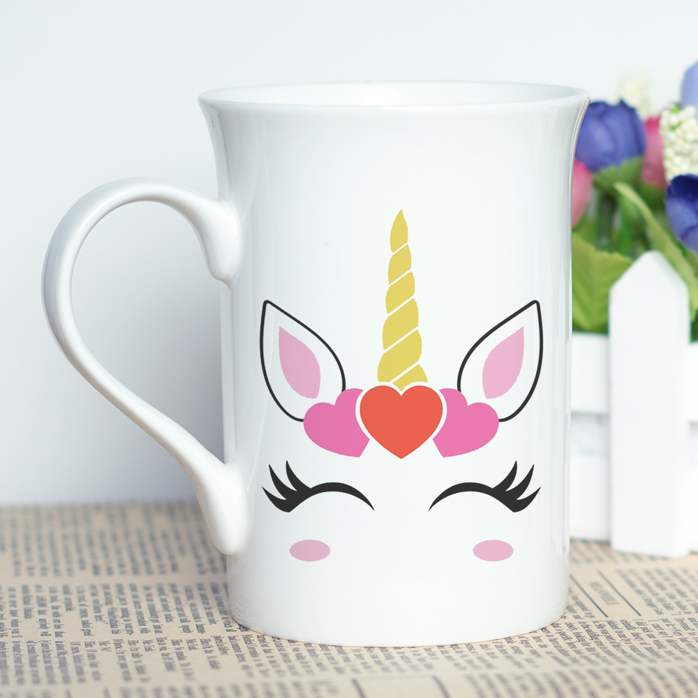 Smuk print kop til kaffe mælk te populær blomstret enhjørning krus 300ml tegneserie