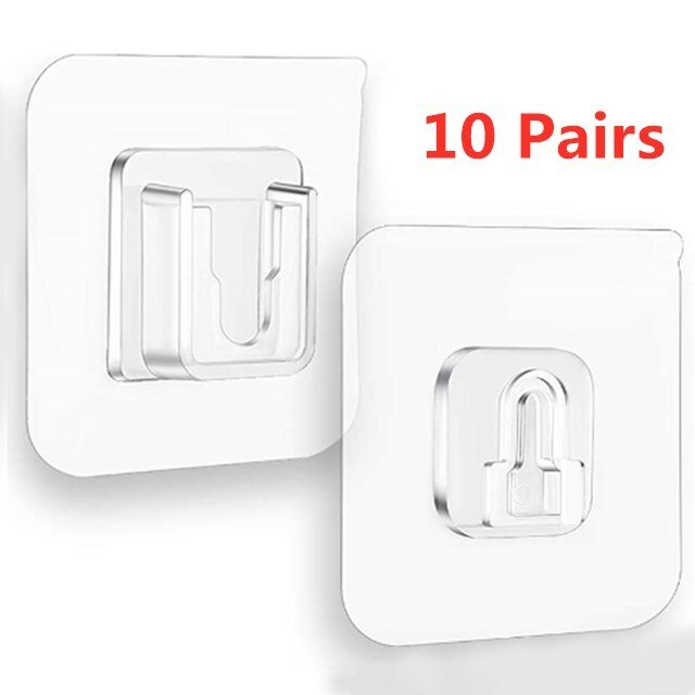 Crochets muraux adhésifs Double face, 1/3/5/10 paires, crochets solides, ventouse, support de rangement mural pour salle de bain, cuisine: 10 Pairs