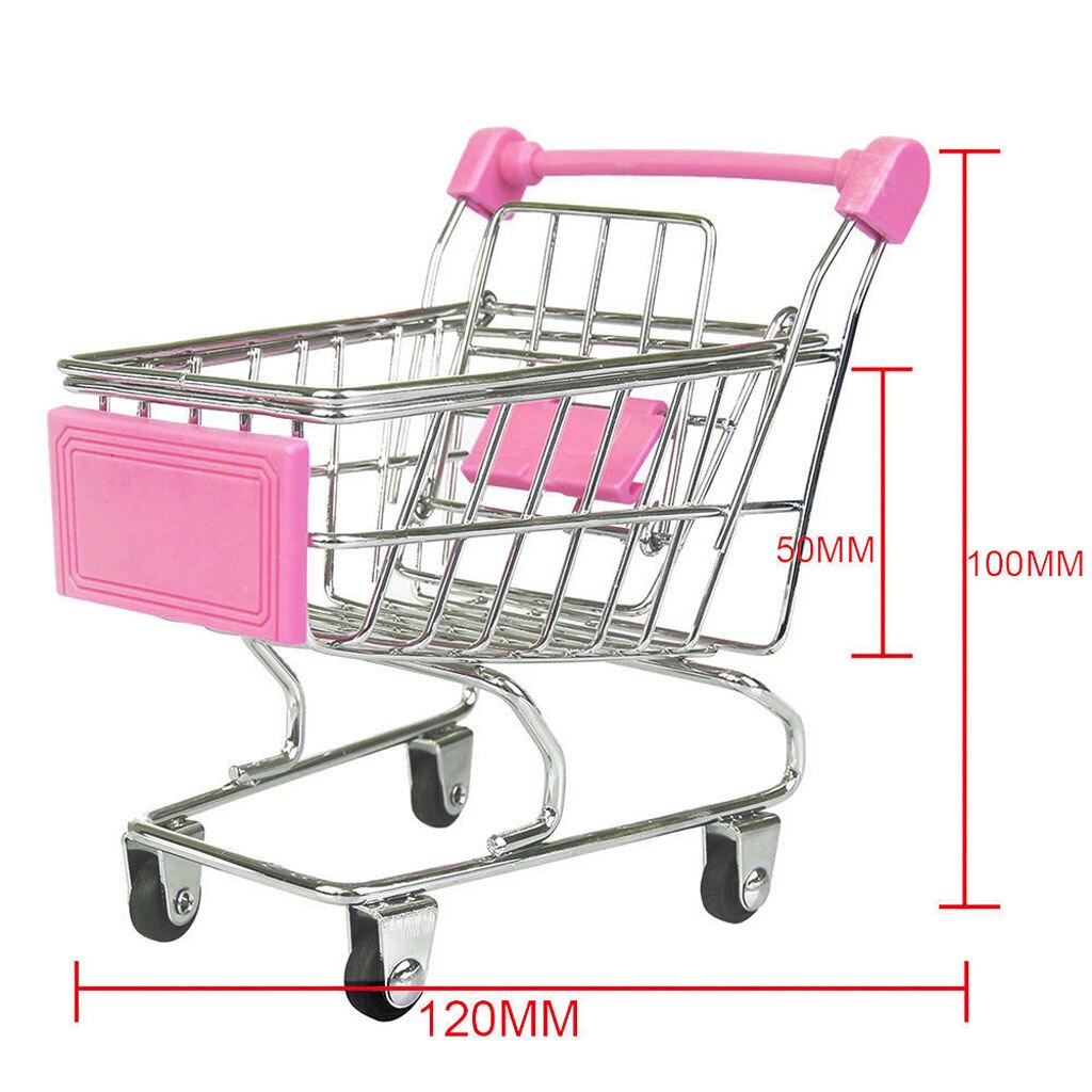 Kids Children Pretend Play Mini Shopping Entertainment Fun Cart Trolley Home Room Office Decor Toy Pink