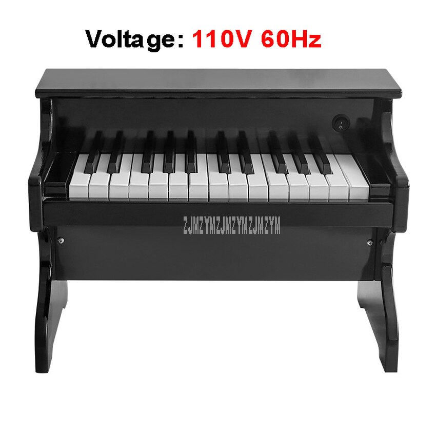 Teclado electrónico de 25 teclas para niños, Piano eléctrico de madera, instrumentos musicales, juguete educativo, de cumpleaños, ESM-2518: black 110V