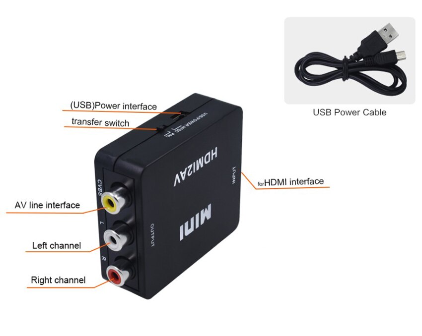 MINI HDMI Input to AV Output Video Converter Adapter Digital HDMI to RCA Composite Video Audio HDMI2AV