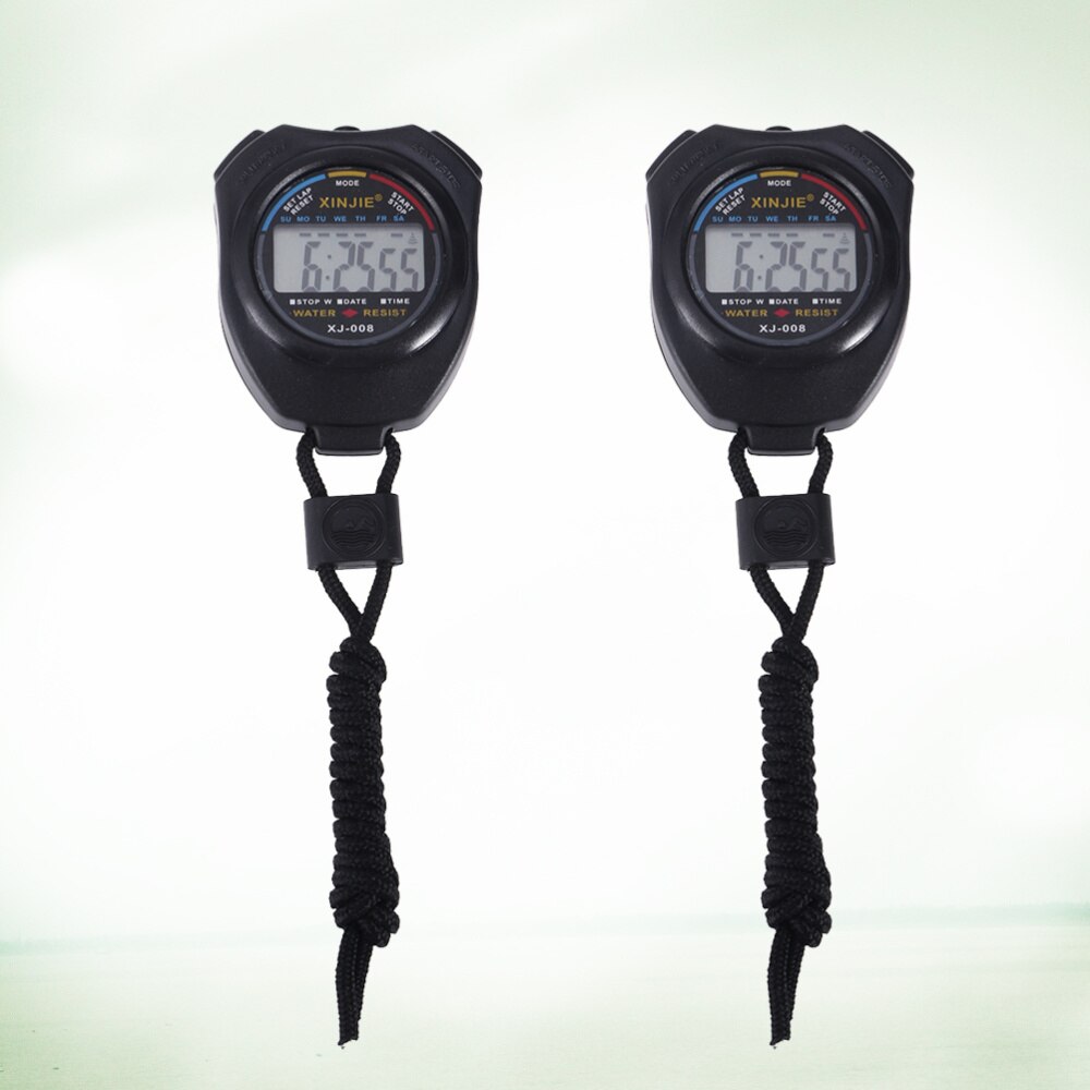2Pc Chronograph Digital Timer Sport Stopwatch Handheld Digital Stopwatch Running Chronograph w: Default Title
