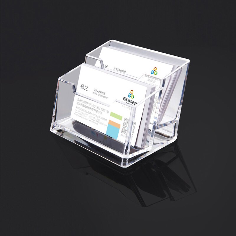 Clear Desk Shelf Box Storage Display Stand Acrylic Plastic Desktop Business Card Holder 1/2/3 Slots: 2 slots