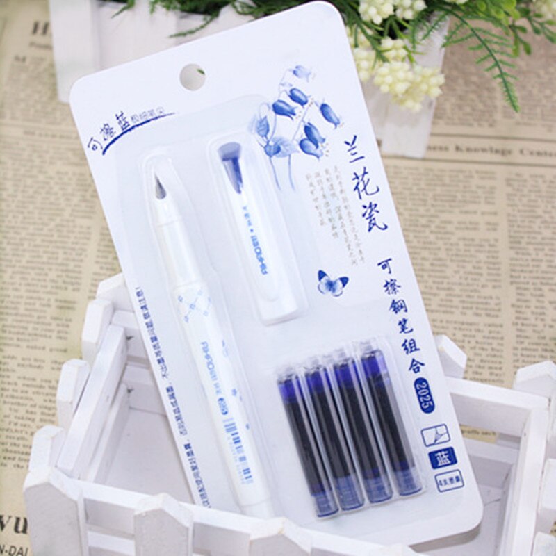 Chinese Style Orchid Porcelain Erasable Fountain Pen With Ink Sac Calligraphy Pens For Writing Office School Supply Stationery