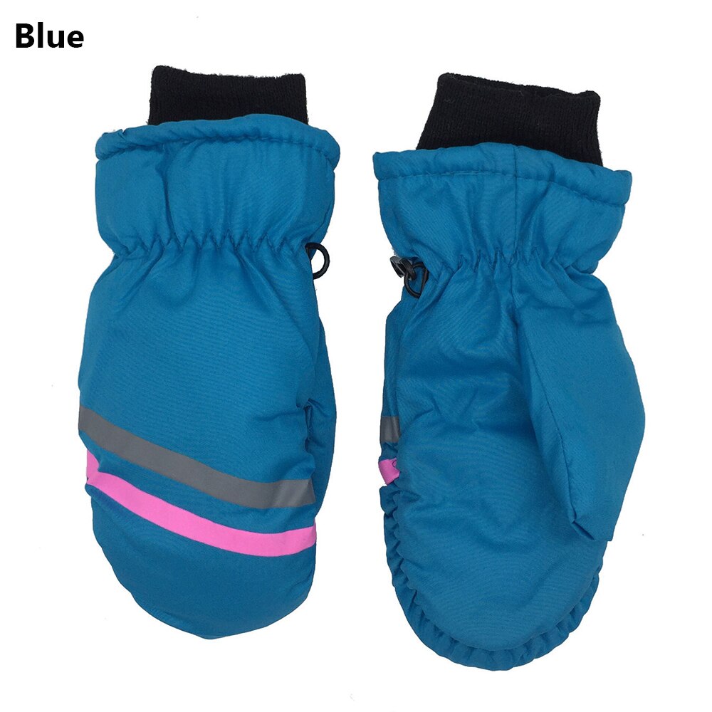 1Pair Children Kids Winter Warm Gloves Boy Girls Outdoor RidingSki Snowboard Windproof Waterproof Thicken Warm Mitten: Type2-blue