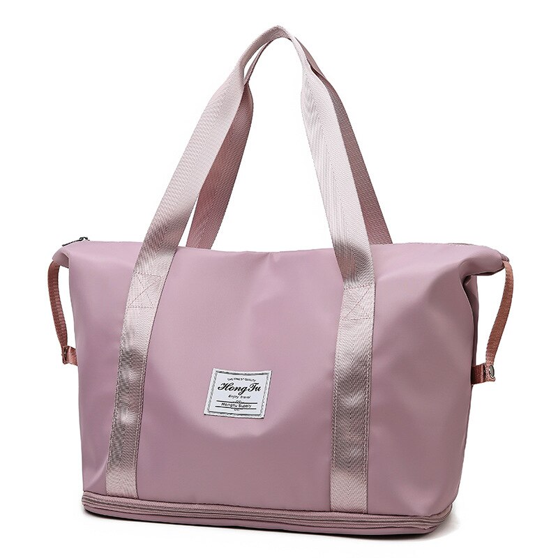 Große-kapazität damen Geschäft taschen tragen Wagen taschen, wasserdichte Nylon taschen, trockenen und nassen trennung tragbare reise taschen: Rosa