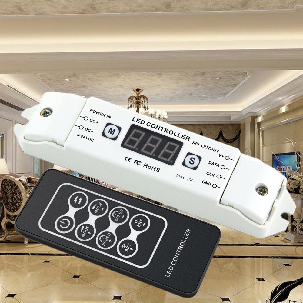 LED Pixel SPI Strip Controller RGB RGBW Dimmer DC5V-24V Digital Addressable Control 2801 2811 2812 8806 IC Tape Strip Lights