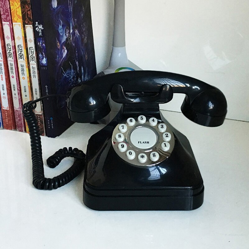 Vintage Vaste Telefoon Retro Vaste Draadgebonden Telefoon Drukknop Dialing Bureau Telefoon Voor Thuis Kantoor Decoratie-Zwart