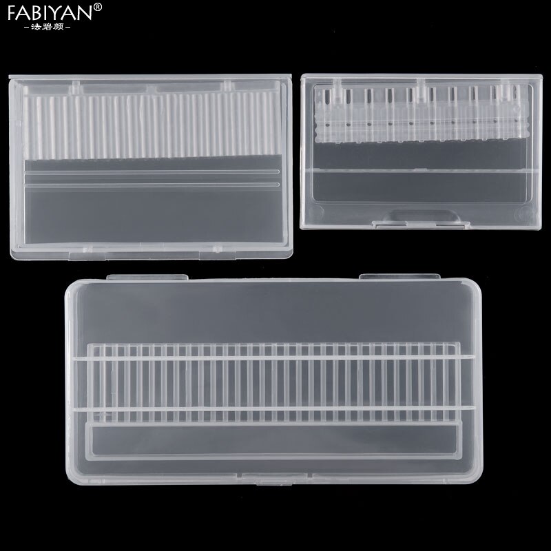 Caja vacía para almacenamiento de brocas de taladro de decoración de uñas, soporte de exhibición para cabezales de molienda, estuche transparente, herramienta para manicura, 10/20/30 ranuras