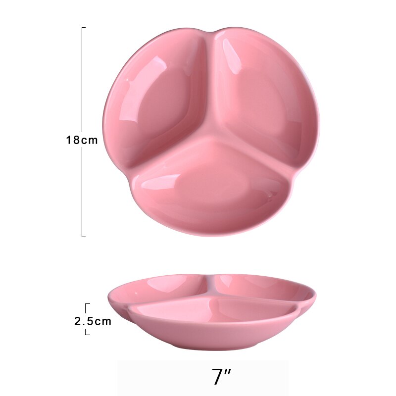 （7 Inch）Ceramics Compartment plate serving platter Wedding Birthday Fruit Nut Plate Kitchen Utensils Porcelain: X