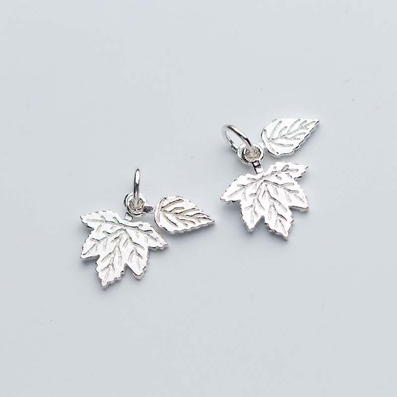 Bohemen Stijl Maple Leaf Bedels 925 Sterling Zilver Ambacht Gesneden Oorbel Ketting Hangers Diy Vrouwen Sieraden Voor