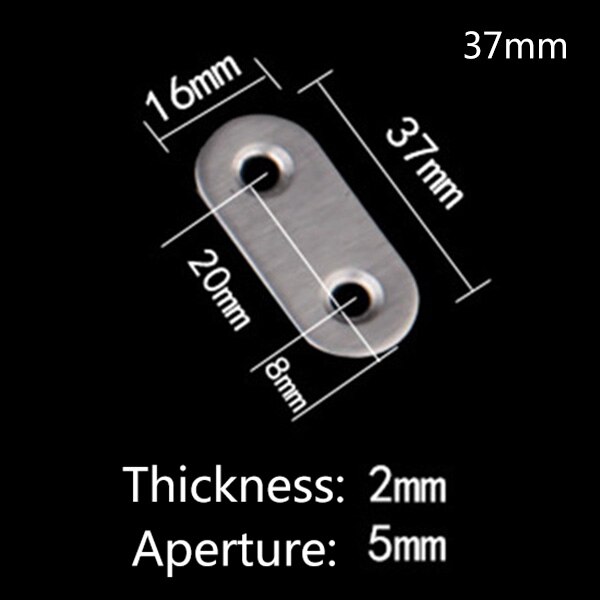 10pcs 180 degree angle steel straight connector stainless steel sheet metal parts fixed code font angle bracket: 37mm