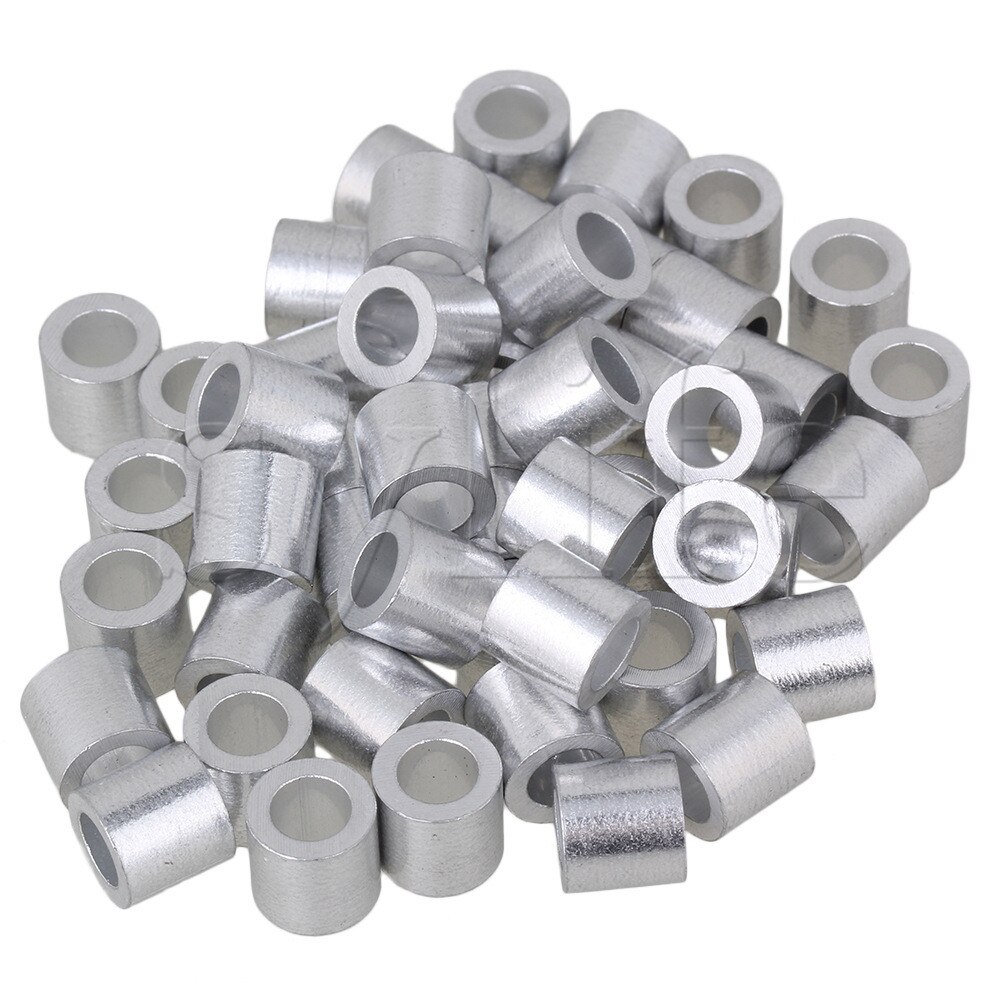 M6 Aluninum Round Holes Crimping Loop Sleeve for 6mm Wire Rope Set of 50