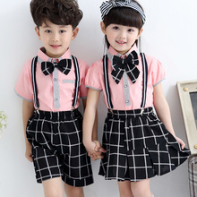 freundlicher der schule Uniform neue stil jungen und mädchen kurzen ärmeln bühne leistung kleidung kostümich Zwei-stück anzug