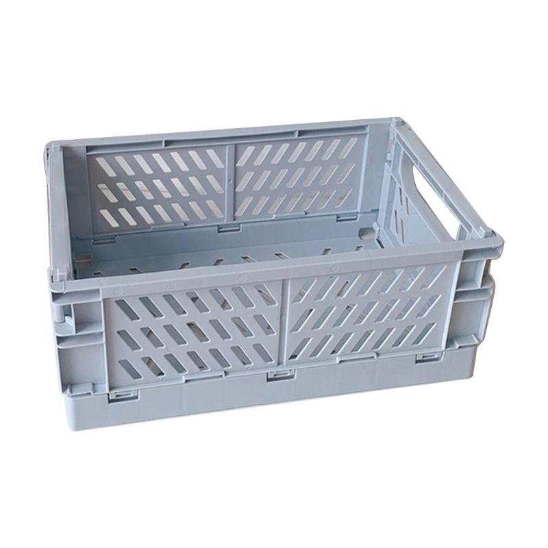 Collapsible Crate Plastic Folding Storage Box Basket Utility Cosmetic Container: Blue