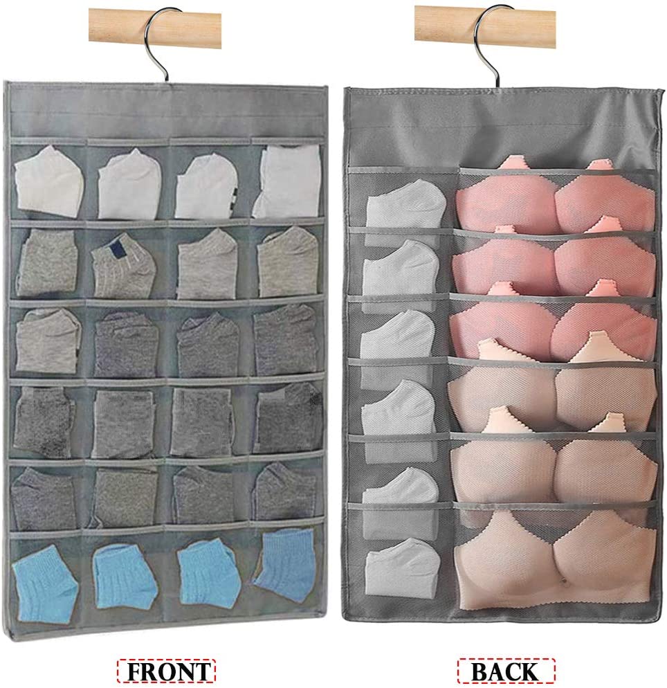 6/8 cells Transparent Hanging Bag Dual-Side Dust-Proof Wardrobe Closet Leather Bag Storage Sundry Shoe Underwear with Hanger: 36 Pokects