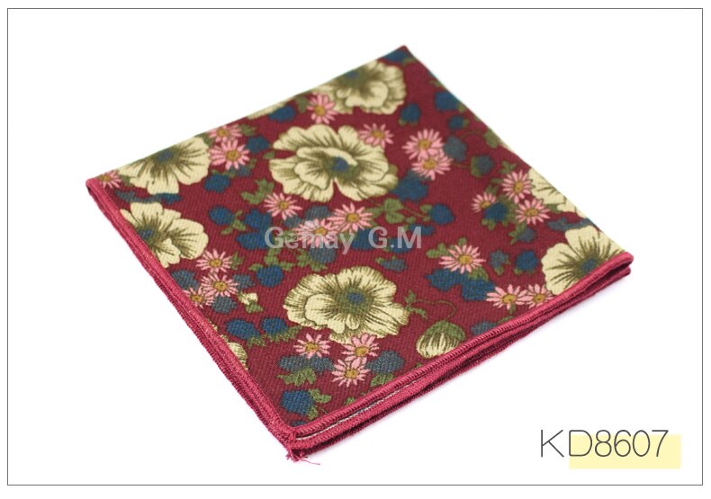 Kostymer blomtryck fyrkantig ficka 25cm*25cm bomullsnäsdukar herr brösthandduk damnäsduksnäsdukar: Kd8607