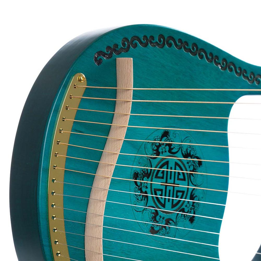 Muslady Lyre 16 String Harp Portable Solid Wood Mahogany Harp 16 String Stringed Musical Instrument Green Harp