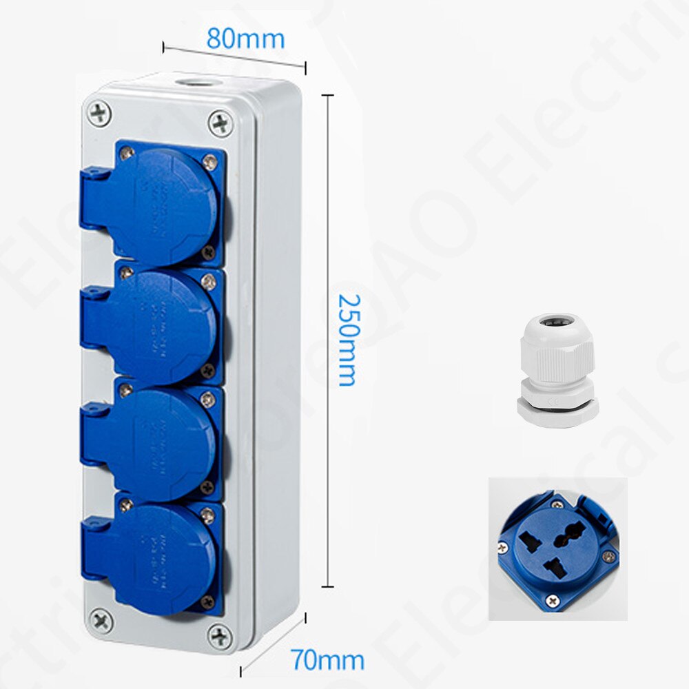 Outdoor rainwater socket Three holes 10A home wall mounted multi-function outdoor socket box electric car charging: EU socket / 4K