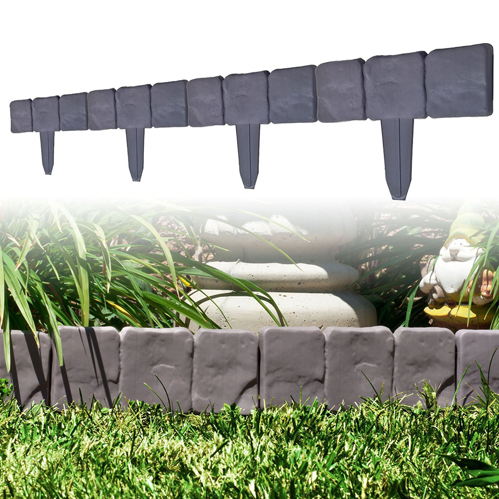 1pc Edgings Garden Lawn Picket Fence Grass Flowerbeds Plant Border Garden Border Edging Plastic Fence