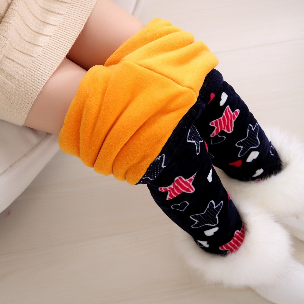 Flickbyxor barn flickor leggings tjocka varma barn elastiska midja byxor flickkläder för vinter höst 3-10t pennbyxor