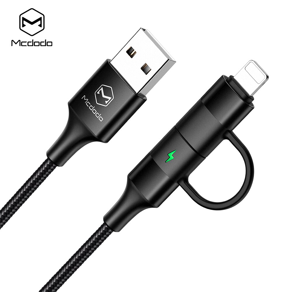 Mcdodo usb-ladekabel 2 i 1 type-c + lynrask ladekabel til iphone-deksler samsung huawei xiaomi: misligholde tittel