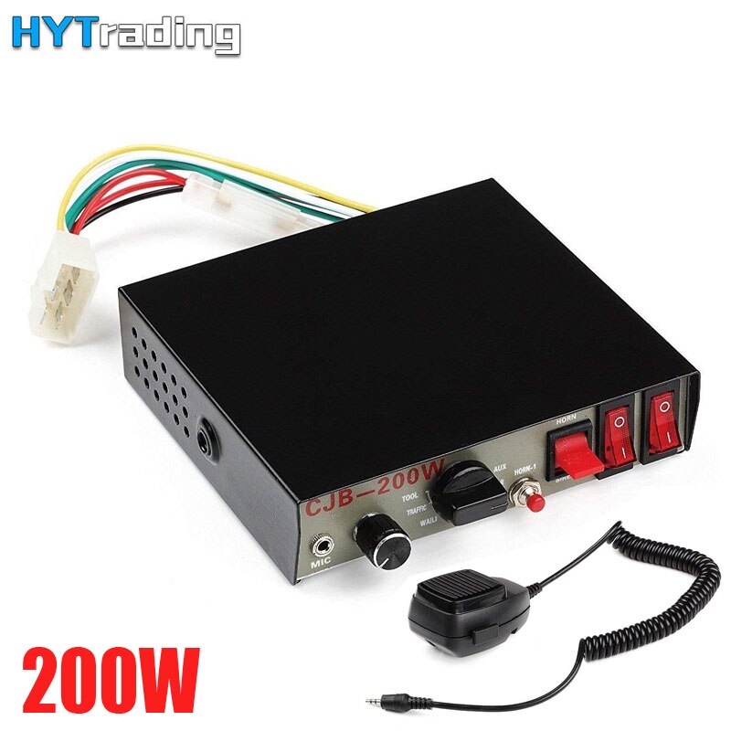 Super Loud 200W For Car Auto Truck Police Fire Siren 8 Tone Alarm Warning Speaker Black Shell DC 12V Multi-tones Horn: 1pc 200W host